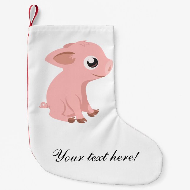 Calcetín Navideño Pequeño Personalizado de cerdo (Anverso)