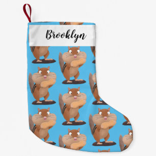 Calcetín Navideño Pequeño Personalizado de chipmunk de grandes mejillas grac