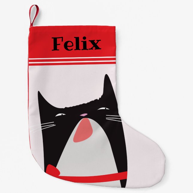 Calcetín Navideño Pequeño Personalizado de gatos de Navidades hábiles - Pers (Anverso)