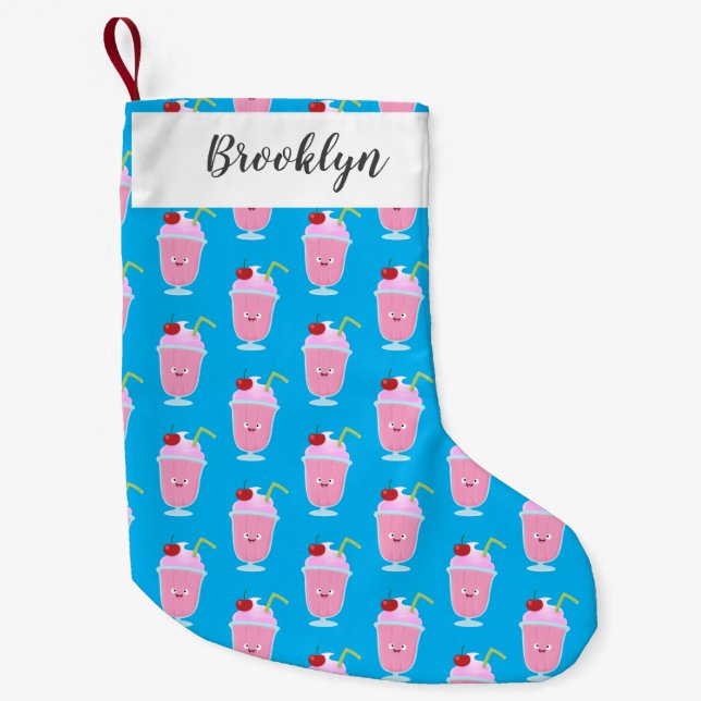 Calcetín Navideño Pequeño Personalizado de helados de fresa de fresa (Anverso)