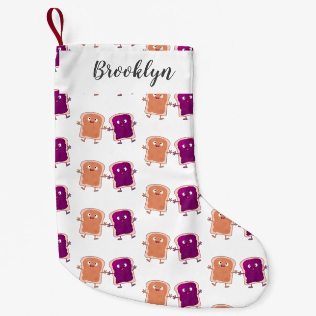 Calcetín Navideño Pequeño Personalizado de mantequilla de cacahuate y sandwi (Anverso)