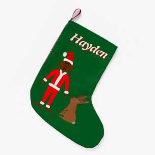 Calcetín Navideño Pequeño Personalizado de Navidades de Santa Sasquatch y Ja