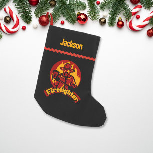 Calcetín Navideño Pequeño Personalizado de oro rojo negro contra incendios
