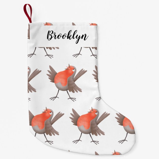 Calcetín Navideño Pequeño Personalizado de pájaro de burro canto (Anverso)