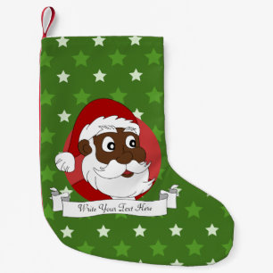 Calcetín Navideño Pequeño Personalizado de Papá Noel Negro