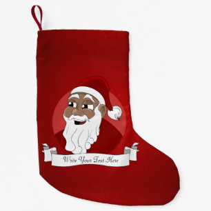 Calcetín Navideño Pequeño Personalizado de Papá Noel Negro