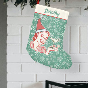 Calcetín Navideño Pequeño Personalizado de vidrio Martini de Retro MidCenten