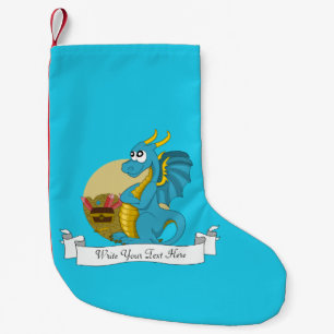 Calcetín Navideño Pequeño Personalizado del dragón azul