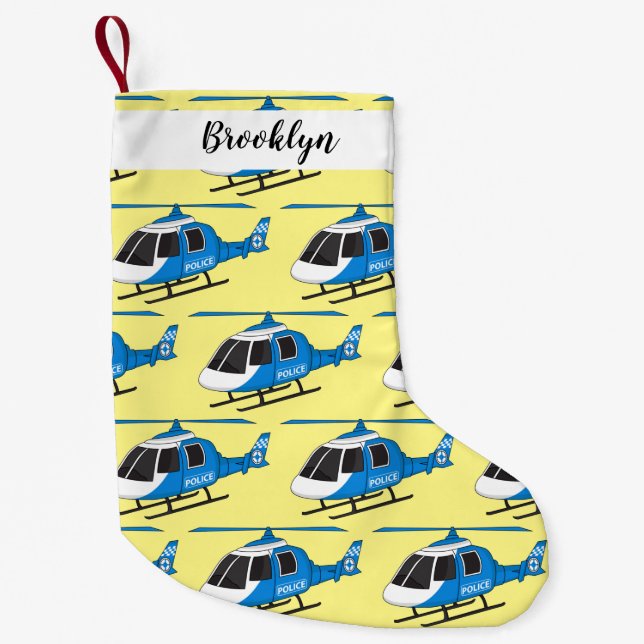 Calcetín Navideño Pequeño Personalizado del helicóptero del helicóptero del  (Anverso)