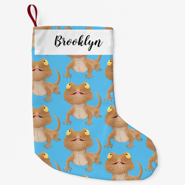 Calcetín Navideño Pequeño Personalizado del lagarto de dragón barbudo (Anverso)