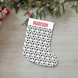 Calcetín Navideño Pequeño Personalizado del patrón de bola de fútbol persona