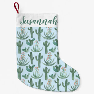 Calcetín Navideño Pequeño Personalizado del patrón de Saguaro Cactus Succuls