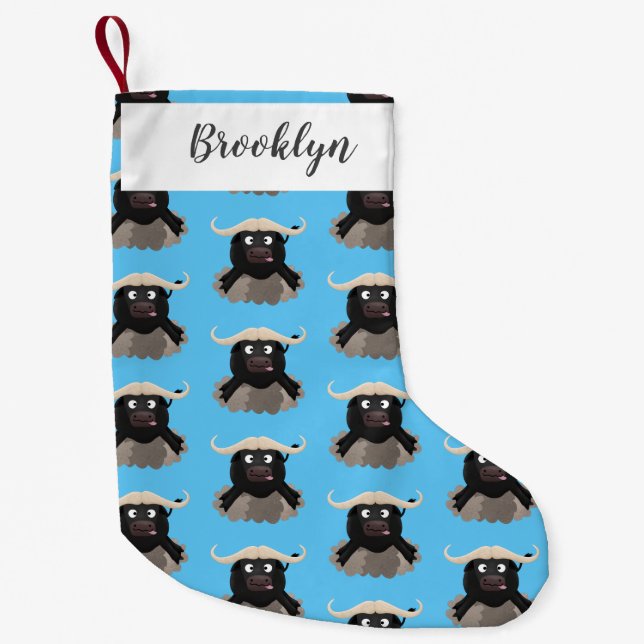 Calcetín Navideño Pequeño Personalizado divertida de búfalo de agua corrient (Anverso)