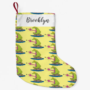 Calcetín Navideño Pequeño Personalizado divertida de rana y mosca