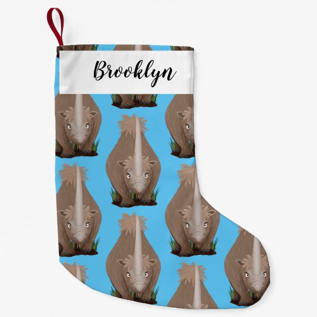 Calcetín Navideño Pequeño Personalizado elasmotherium rinoceronte (Anverso)