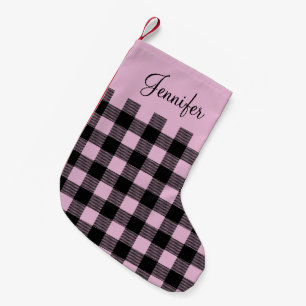 Calcetín Navideño Pequeño Personalizado Lindo Cuadro de Búfalo Rosa