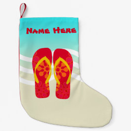 Calcetín Navideño Pequeño Personalizado Navidades tropicales Flip Flops Beac