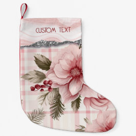 Calcetín Navideño Pequeño Personalizado Pastel Navidades rosados Floral Plac
