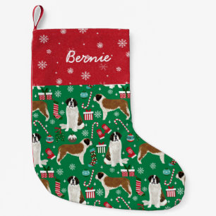 Calcetín Navideño Pequeño Personalizado Perro Nombre Navidades Saint Bernard