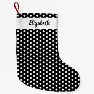 Calcetín Navideño Pequeño Personalizado personalizado de puntos de polka bla