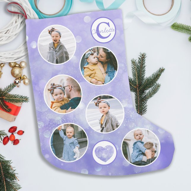 Calcetín Navideño Pequeño Personalizado Photo Baby Purple (Subido por el creador)