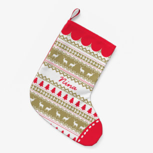 Calcetín Navideño Pequeño Personalizado rojo del modelo del oro popular