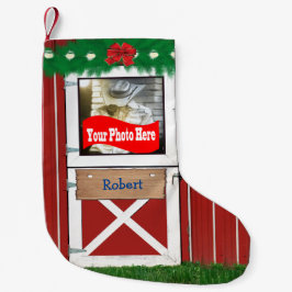 Calcetín Navideño Pequeño Personalizado (su foto) Puerta de Barn