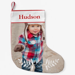 Calcetín Navideño Pequeño Personalizado tus Navidades fotográficos rojo blan