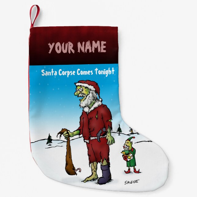 Calcetín Navideño Pequeño Personalizado Zombie Personalizada Funny de Santa  (Anverso)