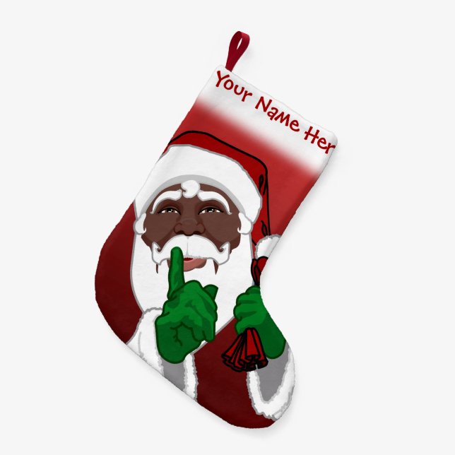Calcetín Navideño Pequeño Personalizados africanos de Santa Stocking Navidad (Frente (Colgado))