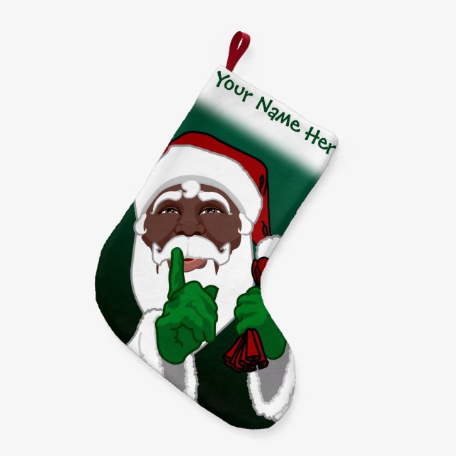 Calcetín Navideño Pequeño Personalizados africanos de Santa Stocking Navidad (Frente (Colgado))