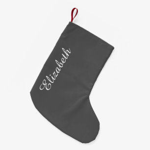 Calcetín Navideño Pequeño Personalizar de color sólido gris carbón vegetal