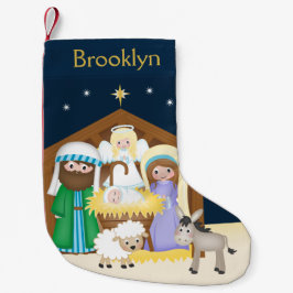 Calcetín Navideño Pequeño Personalizar escena de natividad