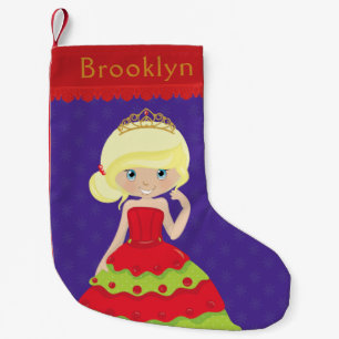 Calcetín Navideño Pequeño Personalizar la princesa de los Navidades rubios