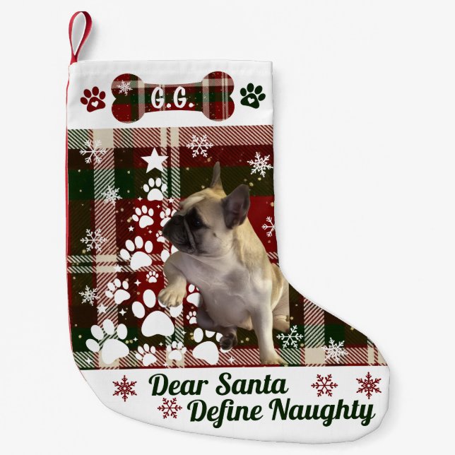 Calcetín Navideño Pequeño Personalized Dog, Cat, Animal Christmas Stocking (Anverso)