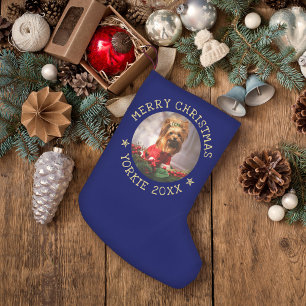 Calcetín Navideño Pequeño Personalized Dog Photo Merry Christmas Cute Pet