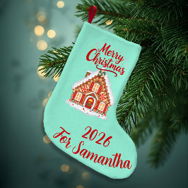 Calcetín Navideño Pequeño Personalized Gingerbread House Stocking 2026