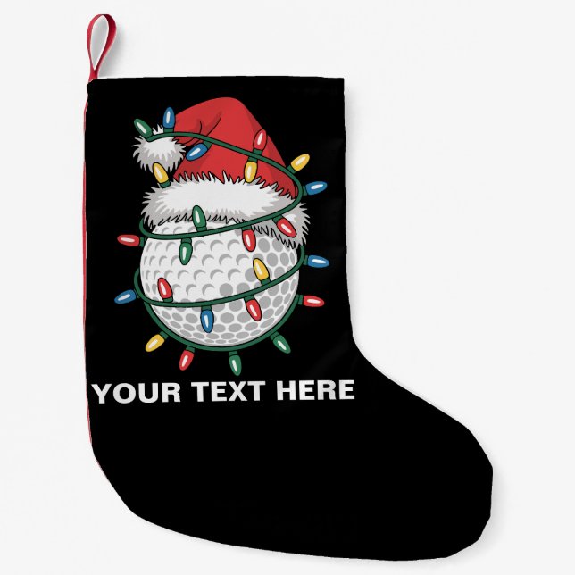 Calcetín Navideño Pequeño Personalized Golf Ball Santa Hat Christmas Lights (Anverso)