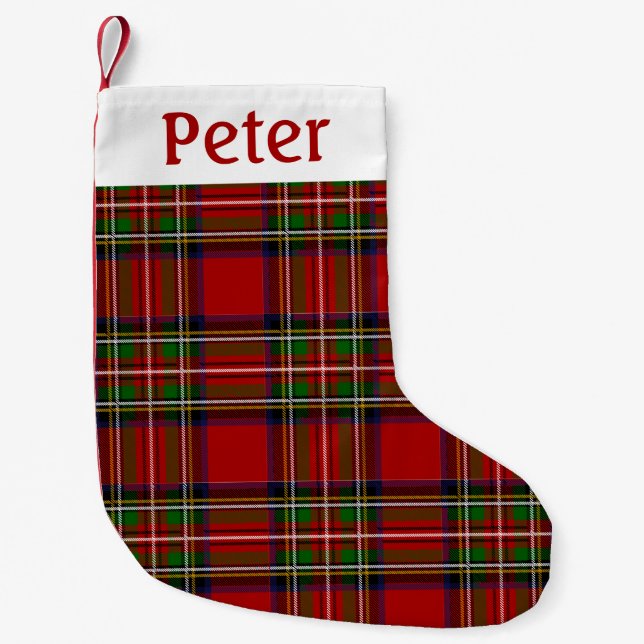 Calcetín Navideño Pequeño Personalized Red Tartan Christmas Stocking  (Anverso)