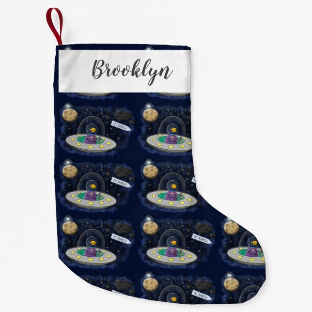 Calcetín Navideño Pequeño Pescado alegre lindo del ilustracion del personali (Anverso)