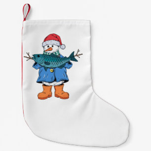 Calcetín Navideño Pequeño Pescador de muñeco de nieve Navidad 2026 Fiesta de