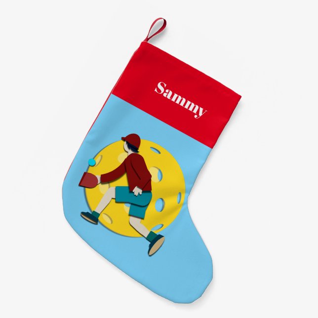 Calcetín Navideño Pequeño Pickle Ball (Frente (Colgado))