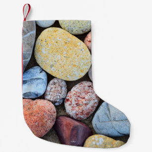 Calcetín Navideño Pequeño Piedras amarillas y grises marrones