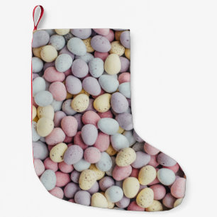 Calcetín Navideño Pequeño Piedras blancas, violetas y amarillas