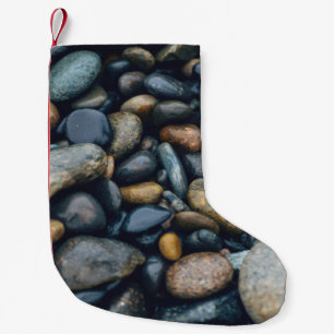 CALCETÍN NAVIDEÑO PEQUEÑO PIEDRAS MARRÓN Y NEGRO