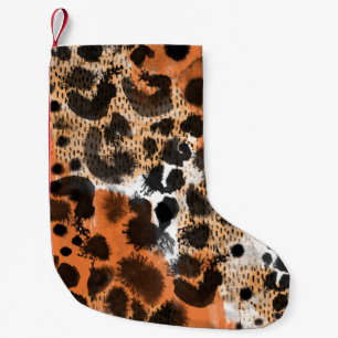 Calcetín Navideño Pequeño Piel animal: patrón de leopardo creativo.