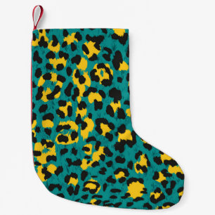 Calcetín Navideño Pequeño Piel leopardo: patrón de textura vintage