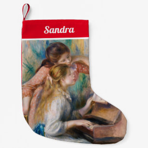 Calcetín Navideño Pequeño Pierre Auguste Renoir - Jóvenes Chicas en el piano