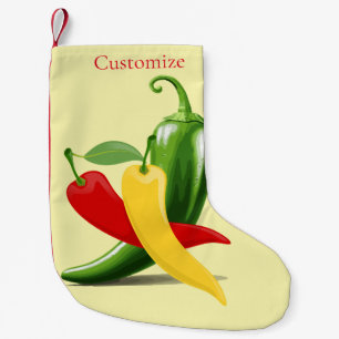 Calcetín Navideño Pequeño Pimiento de chile verde amarillo rojo Thunder_Cove