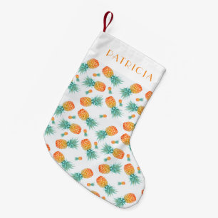 Calcetín Navideño Pequeño Piña Tropical Lindo Fruta